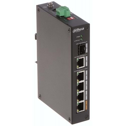 Dahua PFS3106-4ET-60-V2 6 Port Megabit4FE PoEPort(4xPoE 60W)1Gb Uplink 1Gb SFP Yönetilemez Switch