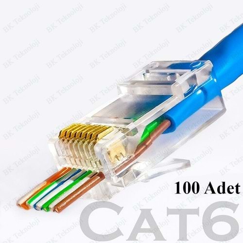 Zotech Ezrj45 Cat6 Ucu Açık Çapraz Giriş Yeni Nesil Konnektör (100 Adet)
