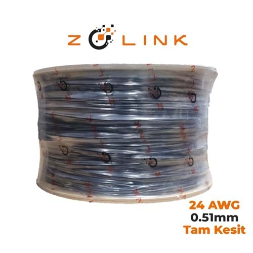 Zotech Zolink 6124305 24Awg (PE)Siyah Dış Ortam Cat6 Kablo 0,51mm U-UTP Kasnak(305Mt)