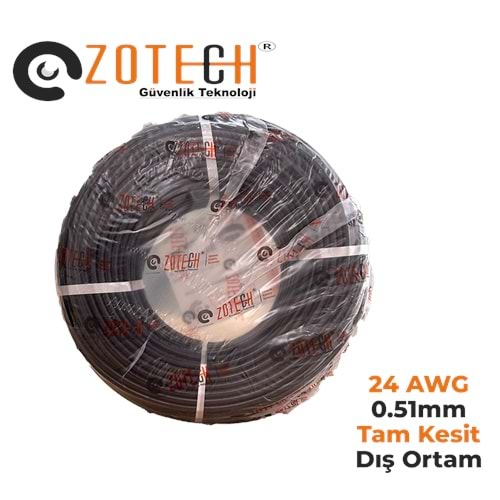Zotech 6124250 24Awg (PE)Siyah Dış Ortam Cat6 Kablo 0,51mm U-UTP (250Mt)