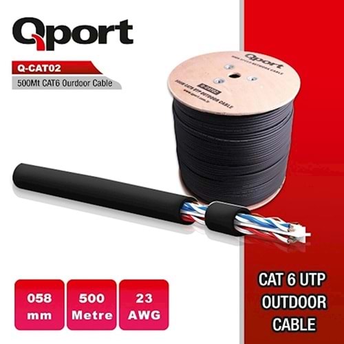 Qport Q-Cat02 500Mt Cat6 Outdoor 23awg 0.558mm