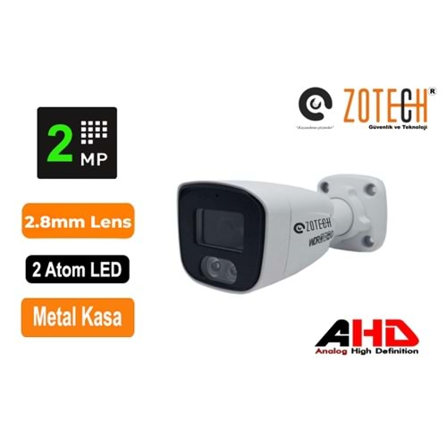 Zotech ZT-F202HD28 2MP 2 Atom Led 2.8mm Metal 4in1 Kamera (30Mt)(S)
