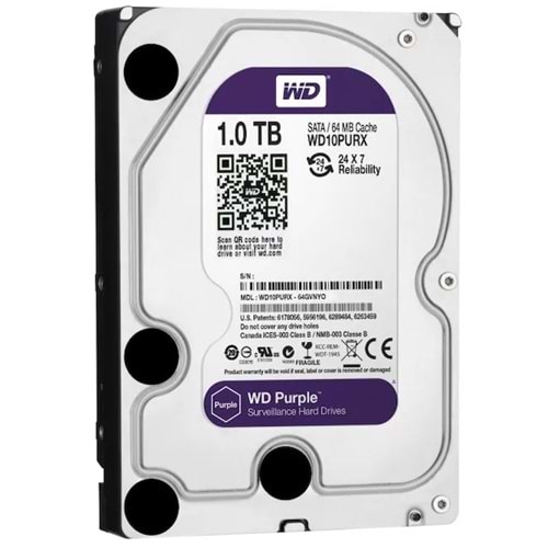 WD Purple 1TB 3,5 Inc WD10PURX Sata 7/24 Güvenlik Disk