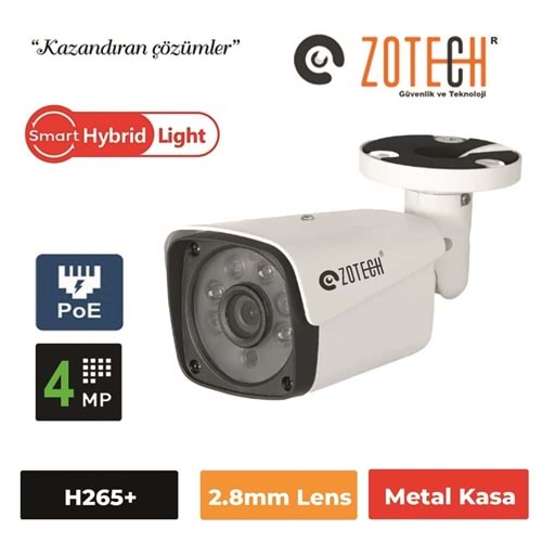 Zotech SMR-B206IP28-P POE 6 Smart Hybrid Light 4MP 2.8mm H265 IP Metal Bullet(40Mt.)(S)