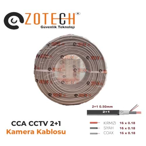 Zotech 2005100 2+1 0,50mm CCA CCTV Kablo 100Metre (16x0,18)