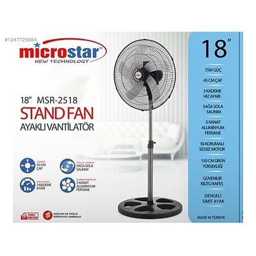 Microstar MSR-2518 Stand Fan 18 İnç Vantilatör