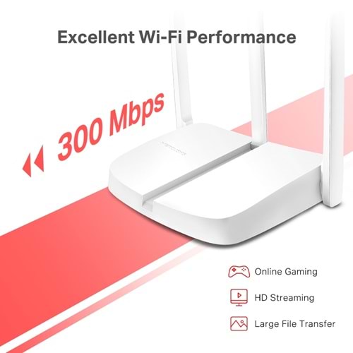 Tp-Link Mercusys MW306R 4 Port, 300Mbps, 2,4Ghz WiFi, Masaüstü, Megabit, Multi-Mode, Router