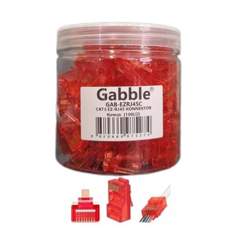 Gabble EZ RJ45 Renkli Konnektör 100lü Kırmızı