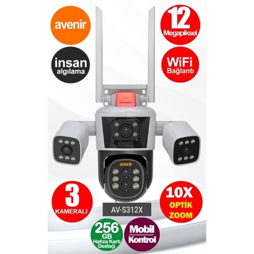 Avenir AV-S312X (Wifi) 12MP 3x4mp Kameralı Destekli Ptz/Panoramik