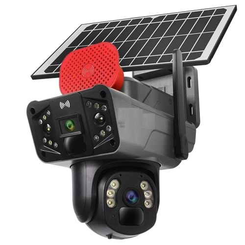 O-KAM-3815 4G 6MP Dual Lens Solar PTZ Camera Sirenli
