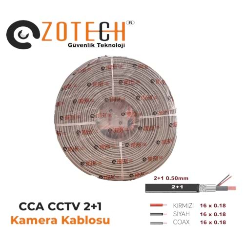 Zotech 2005250 2+1 0,50mm CCA CCTV Kablo 250Metre (16x0,18)