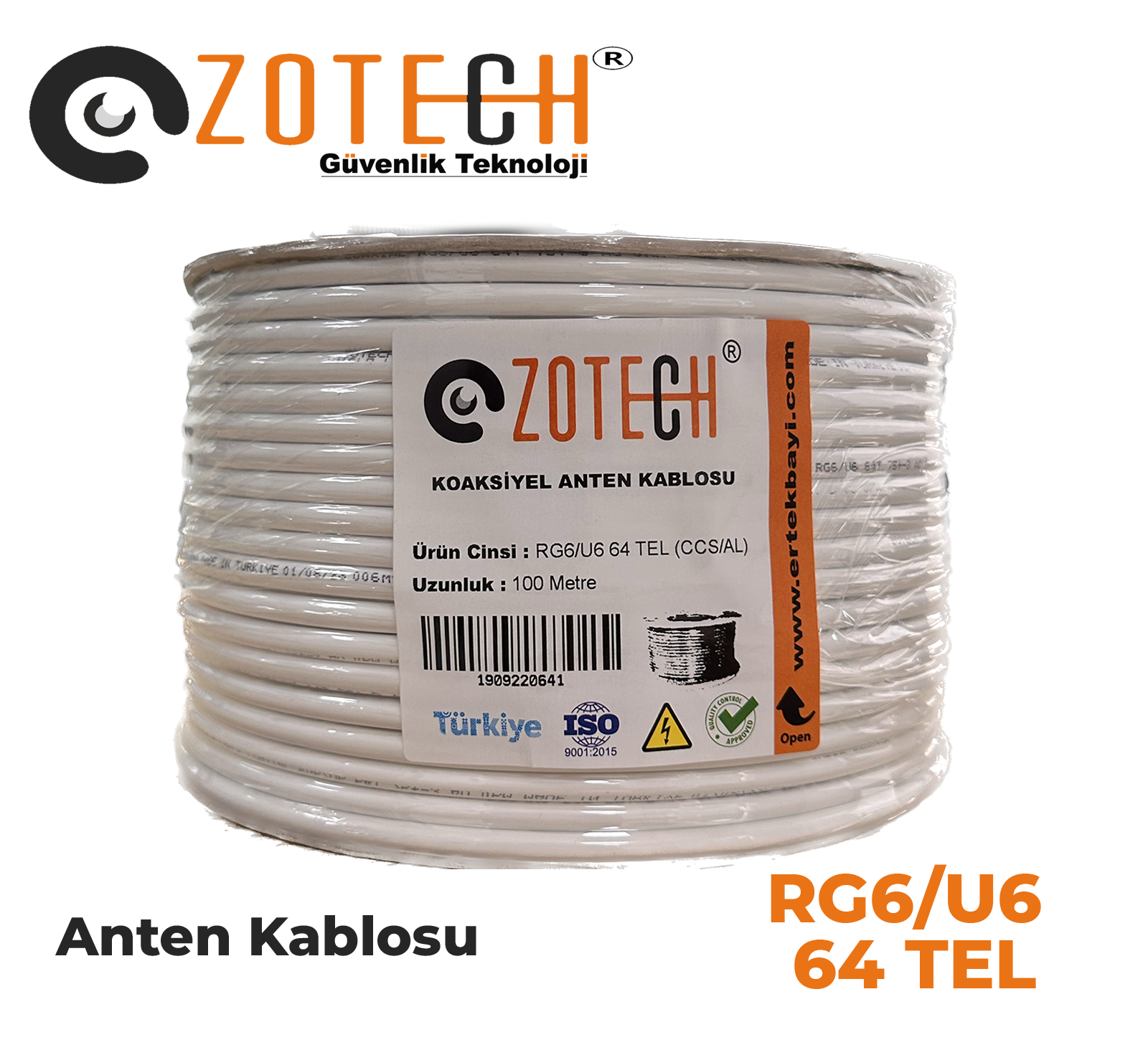 Zotech RG664100 64 TEL Uydu Anten Kablosu RG6/U6 1.02 100Metre (CCS/CU/AL)