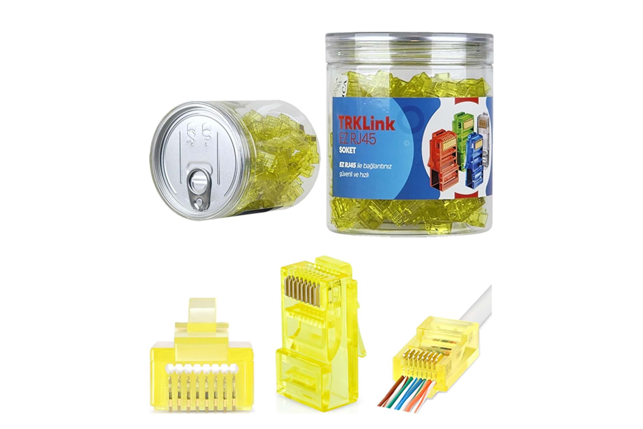 TRKLink EZ RJ45 Konnektör Ucu Açık (Sarı) 100 'lü Paket