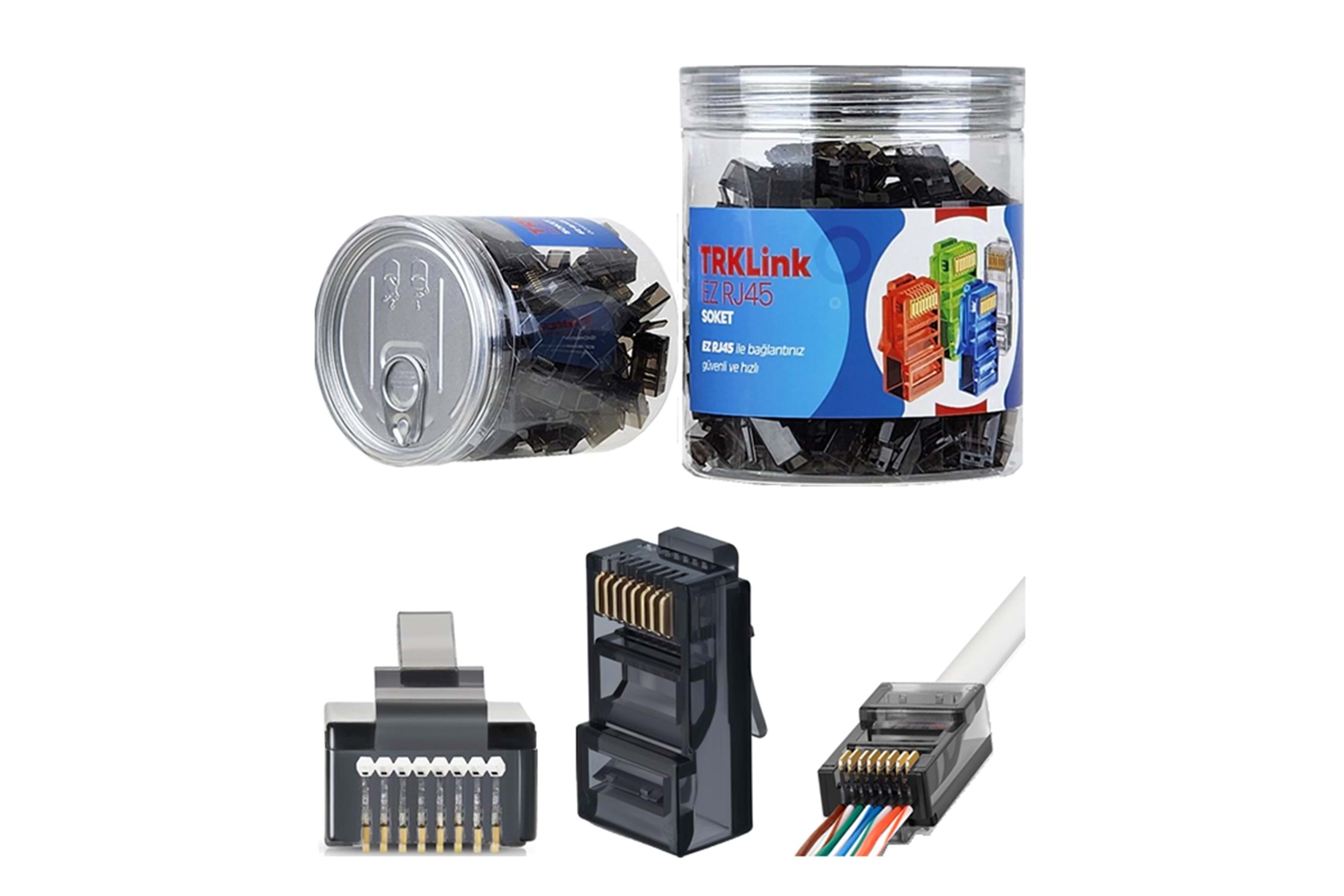 TRKLink EZ RJ45 Konnektör Ucu Açık (Siyah) 100 'lü Paket