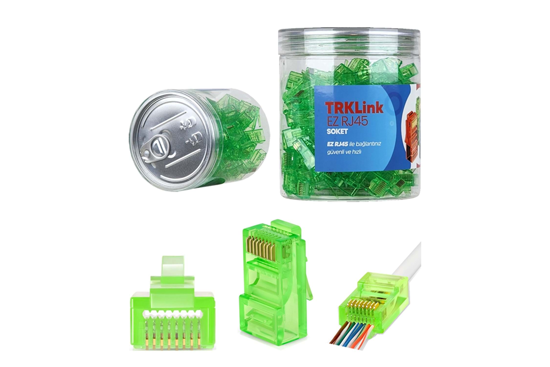 TRKLink EZ RJ45 Konnektör Ucu Açık (Yeşil) 100 'lü Paket