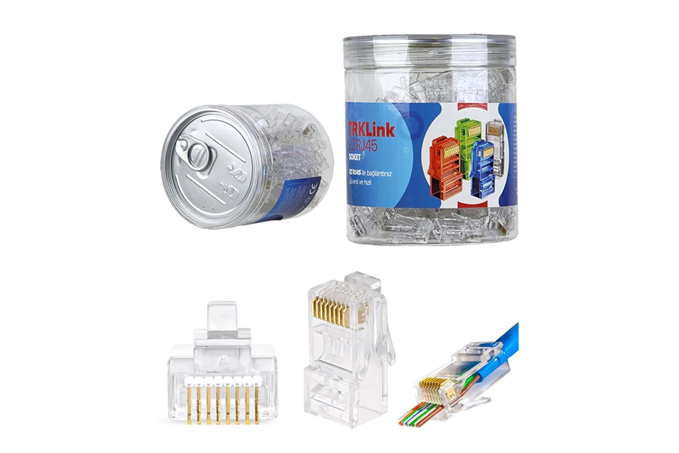TRKLink EZ RJ45 Konnektör Ucu Açık (Seffaf) 100 'lü Paket