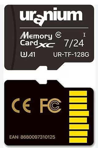 Uranium UR-TF-128G 128GB Micro SD Card U3 7/24 Hafıza Kartı 100/50MBS