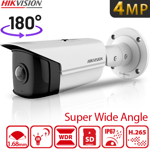 Hikvision DS-2CD2T45G0P-I 4MP 1.68mm 180 Derece Süper Geniş Açı IP Bullet Kamera(20Mt.)