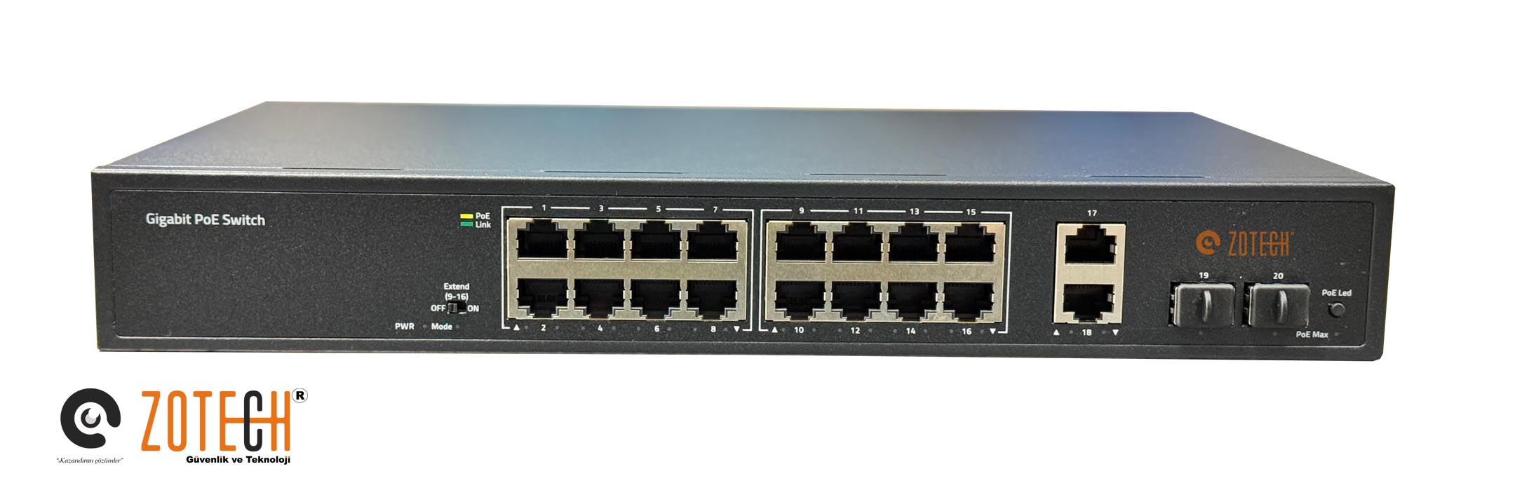 Zotech ZT-SW16GP2U2SF (16+2+2) 16P GB PoE 2P GB Uplink 2P SFP PoE Switch (200w)