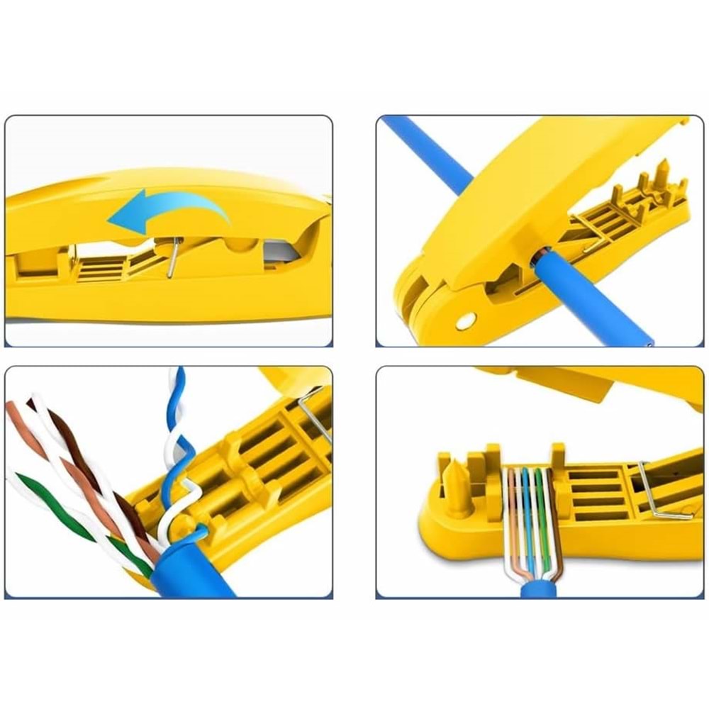 TRKLink 4'ü 1 arada RJ45 Ağ Kablosu Aleti Kesme Soyma Düğüm Çözme Düzleştirme