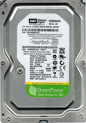 WD 500Gb Sata3 7200Rpm 3.5 PC Harddisk WD5000AVCS-(Refurbish)