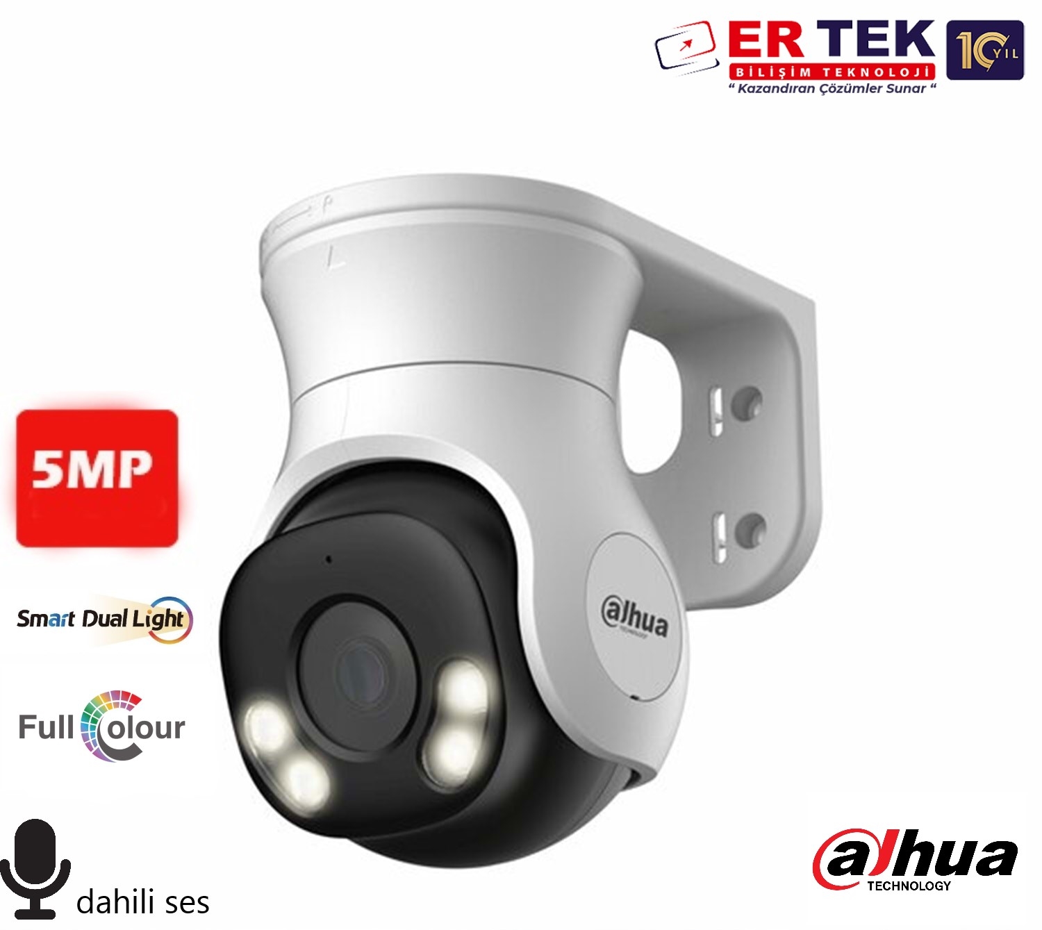 Dahua DH-HAC-PT1500A-IL-A 5MP Smart Dual Light HDCVI Fixed-focal PT Camera