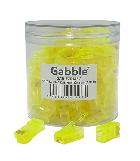 Gabble EZ RJ45 Renkli Konnektör 100lü Sarı