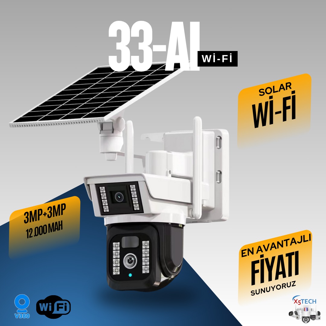 X5 Tech YT-33AI Wi-Fi 3Mp+ 3Mp Solar KameraV380