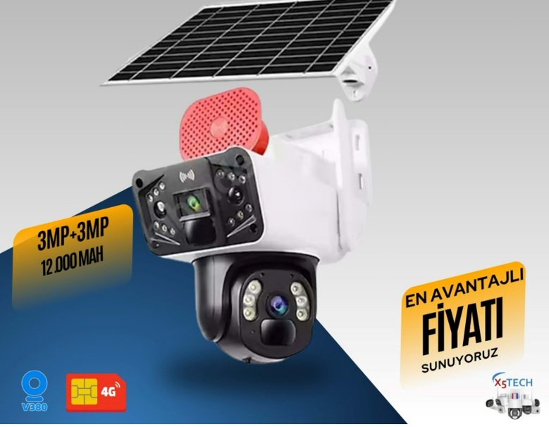 X5 Tech YT-58G 3Mp+3Mp 4G Solar Kamera V380