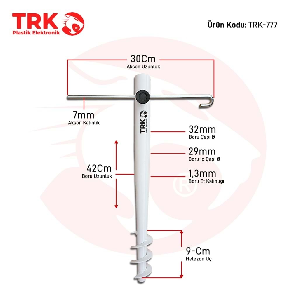 TRK-777 Metal Şemsiye Kazığı (BEYAZ)