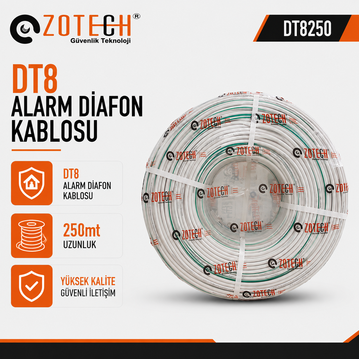 Zotech DT8100 DT8 Diafon Alarm Kablosu 100Metre