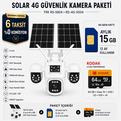 4G Solar Panelli Tam Takım Set (TRK RS-5604Beyaz+15GB Data+64GB SD)