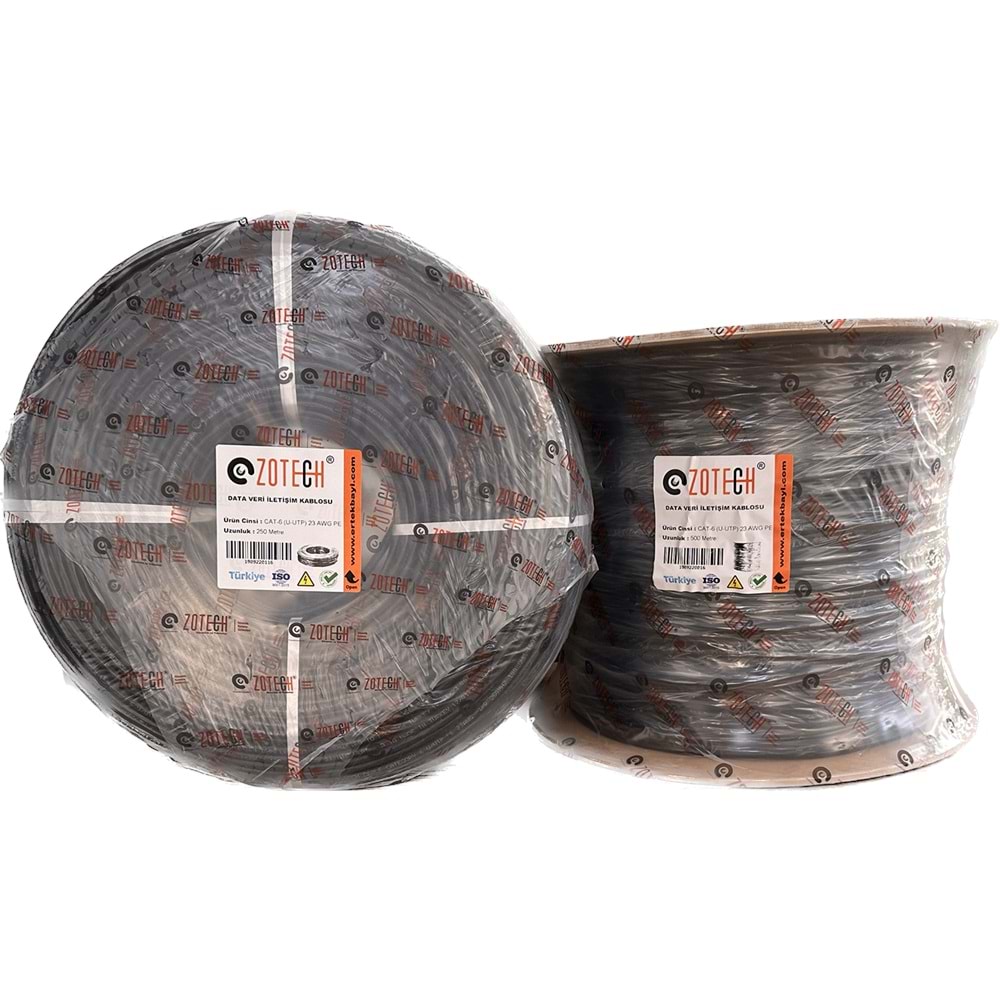 Zotech Zolink 6123250 23Awg (PE)Siyah Dış Ortam Cat6 Kablo 0,57mm U-UTP (250Mt)