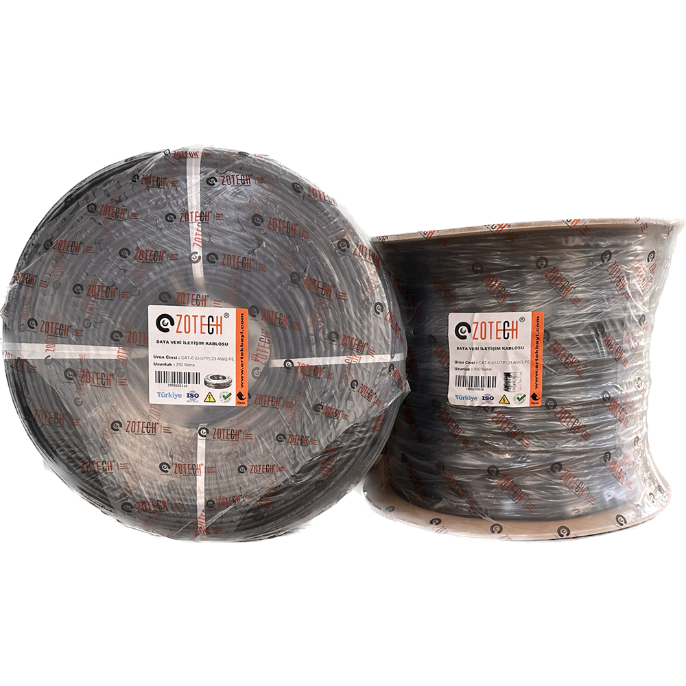 Zotech Zolink 6123500 23Awg (PE)Siyah Dış Ortam Cat6 Kablo 0,57mm U-UTP Kasnak(500Mt)