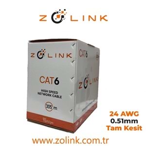 Zotech Zolink 6024305 24Awg Cat6 Network Kablo 0,51mm U-UTP Kutu(305Mt)