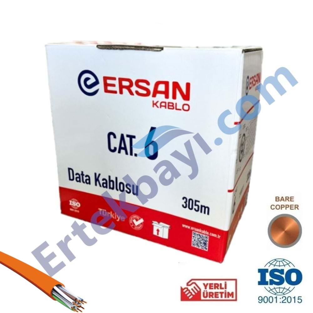 Ersan Cat6 4x4x23AWG 0,57mm CU U/UTP LZSH Full Bakır Network Kablosu Turuncu(305Mt)