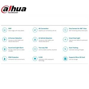 Dahua DH-P3AE-PV-4G 3MP Fixed-focal 4G Pan & Tilt Network Camera